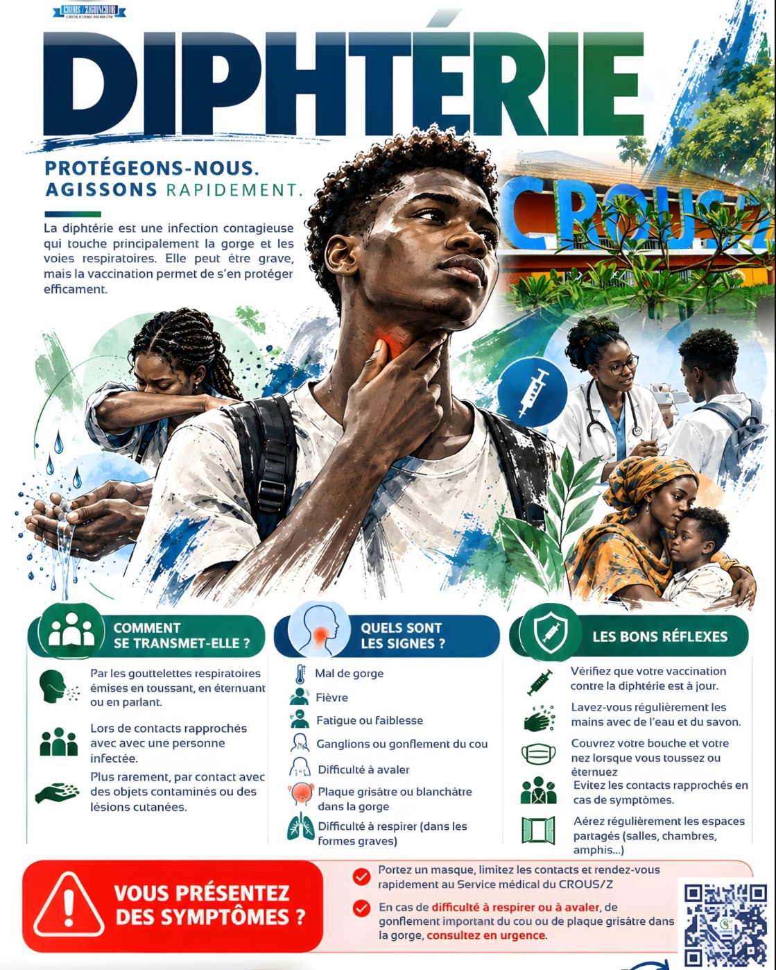 Affiche de prévention contre la diphtérie du Service médical du CROUS/Z