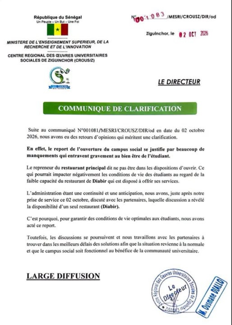 Communiqué de clarification n° 001083 du CROUS/Z du 2 octobre 2026